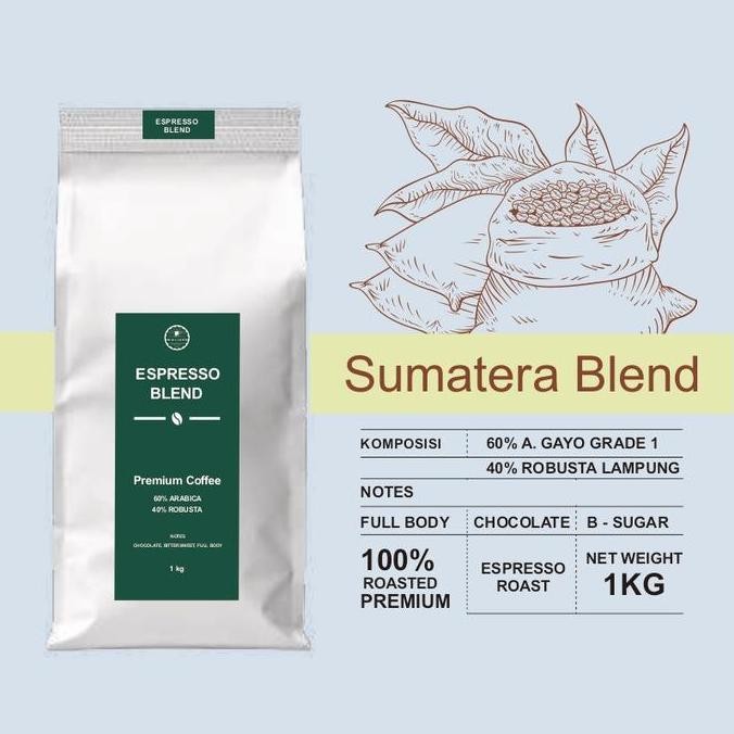 

Kopi Espresso Blend 60% Arabika - 40% Robusta 1kg - Biji/Bubuk