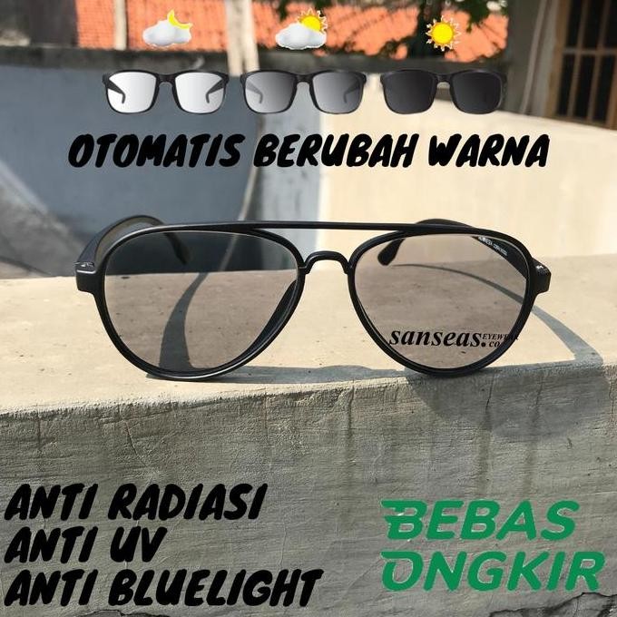 Kacamata Aviator Model Pilot Lensa Photocromic Otomatis Berubah Warna Promo