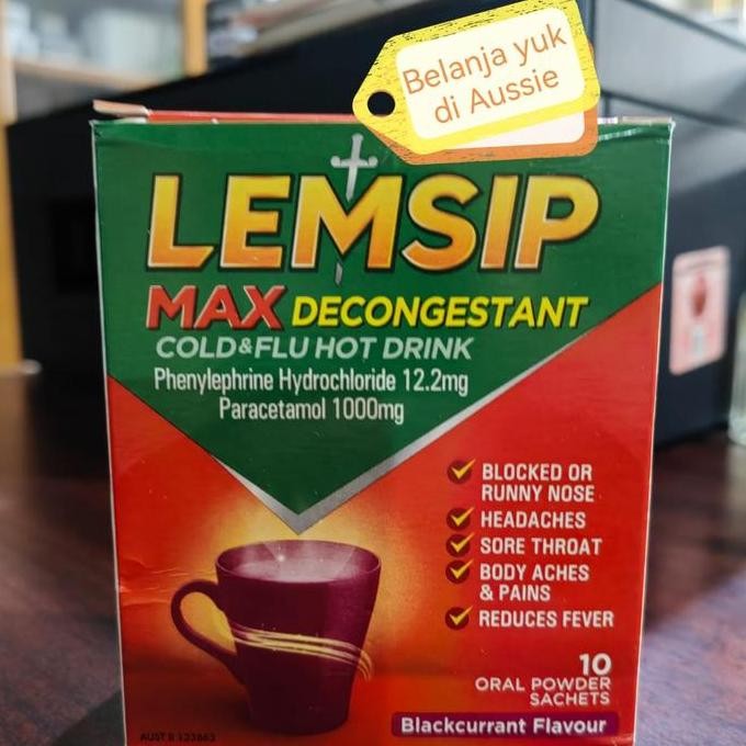 

BEBAS ONGKIR - LEMSIP MAX DECONGESTANT COLD & FLU HOT DRINK LEMON FLAVOUR - 10 Sachet