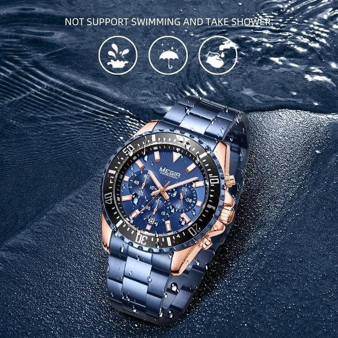 Murah Jam Tangan Megir 2064 Jam Tangan Pria Analog Anti Air Stainless Steel Watches