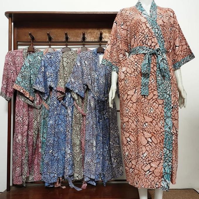 Batik Ais Kimono Batik Outer Pria Wanita Spa Hotel Baju Tidur Rayon Best Seller