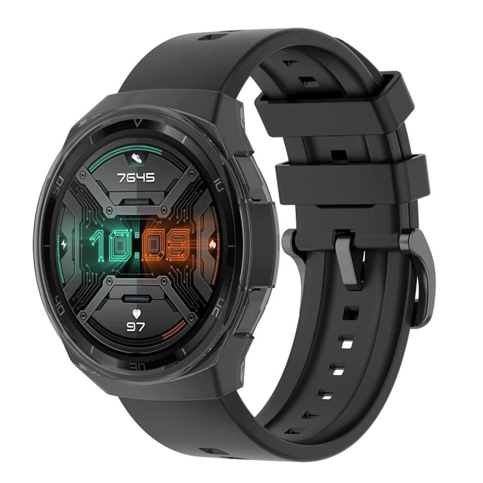 SIKAI Rubber Case Soft TPU Bumper Cover Screen Protector for Huawei Watch GT2E / GT 2e 46MM