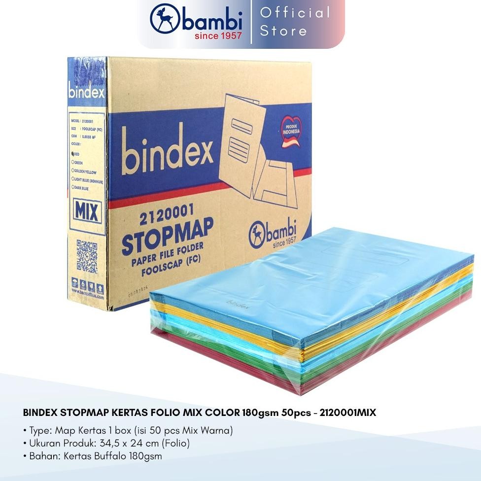 

Bindex Paper Stopmap Folio Tebal 180 Gsm Mix Color Isi 50 Pcs