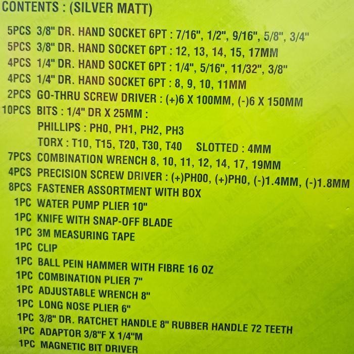 Tekiro 60 Pcs Tool Kit Kunci Set Mechanic Toolkit Alat Kunci Lengkap Original Dan Terpercaya