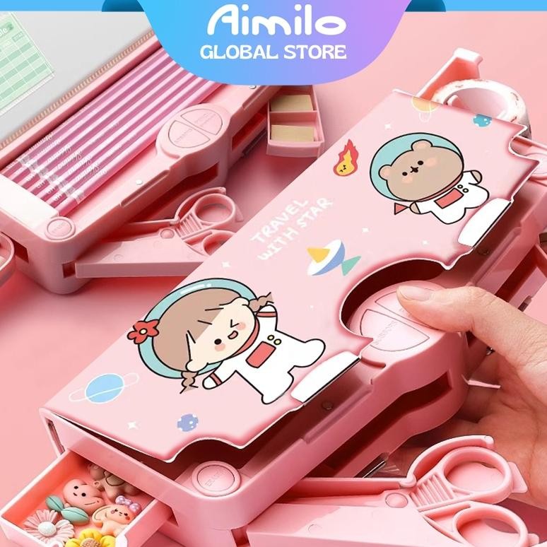 

Aimilo Kotak Pensil Aesthetic Tempat Pensil Anak Perempuan Waterproof Kotak Pensil Anak Laki Laki Alat Tulis Sekolah
