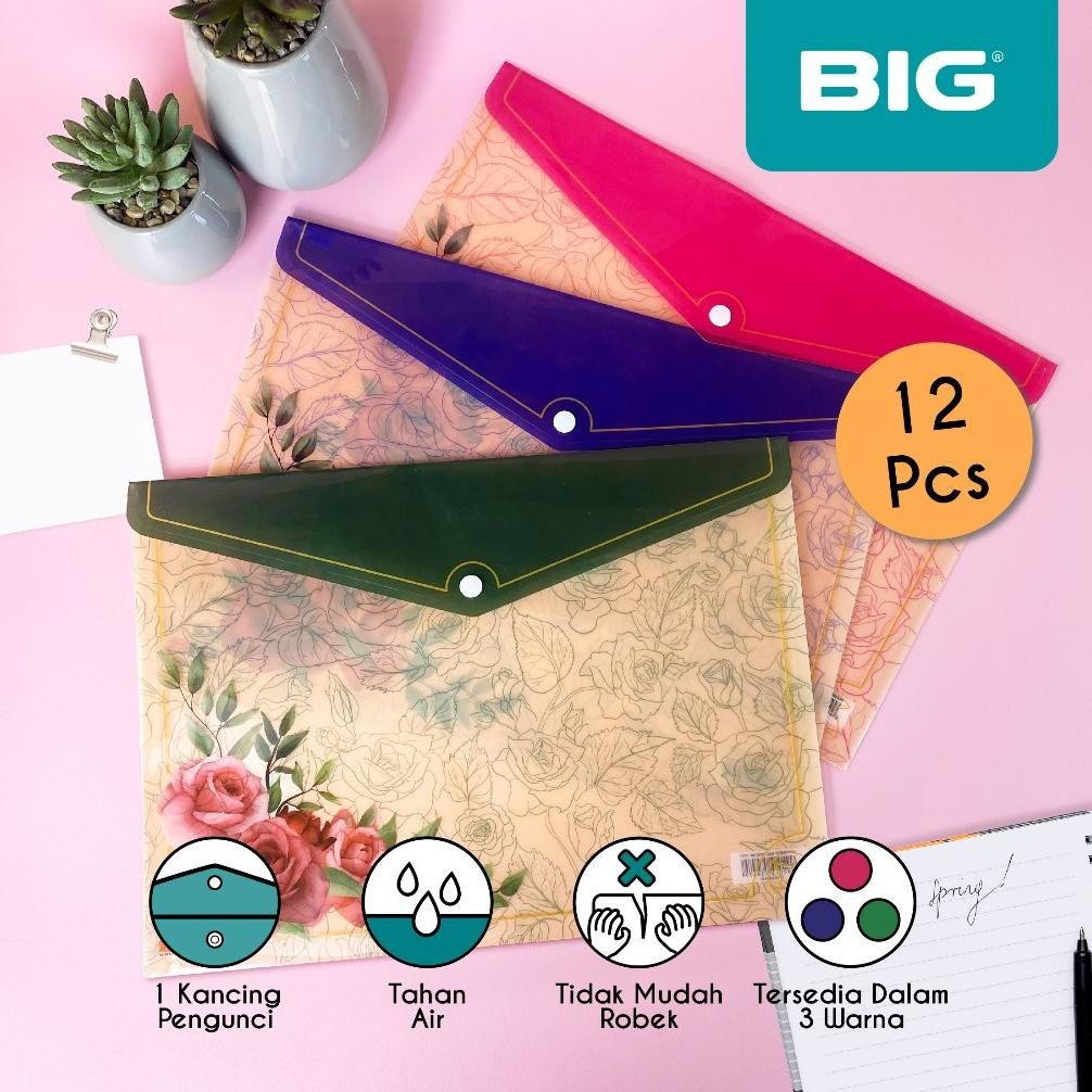 

12 Pcs BIG Map Kancing 1 Rose Motif Bunga Mawar/ Map Dokumen Kancing 1 Rose Motif Bunga Mawar F4 Hsontal MF-8701