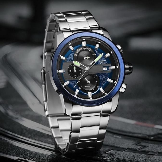Murah Jam Tangan Pria Original Cristiano Aillen 8889 Water Resistant Kaca Sapphire Rantai Stainless 