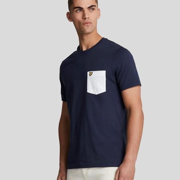 Sale Lyle And Scott Contrast Pocket T-Shirt Navy Original