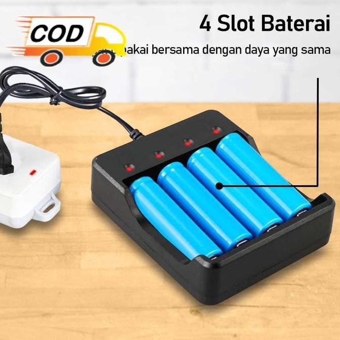 charger baterai 18650 cas rechargeable battery dengan indikator terpisah batre senter isi ulang ori 