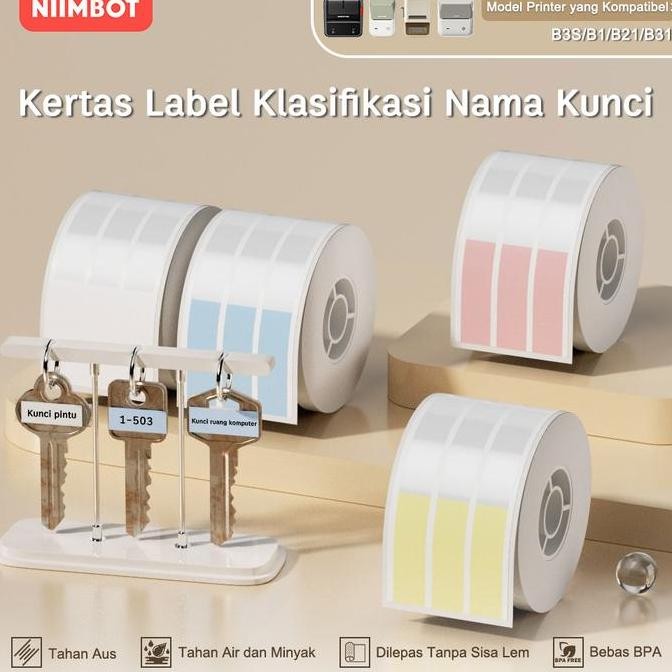

new niimbot b21/b1/b3s kertas label kunci, stiker nama dan klasifikasi kunci tahan air dan tahan minyak