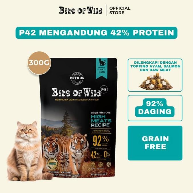 

MAKANAN KUCING KERING BITE OF WILD PAKET PERCOBAAN 300G BEBAS BIJI BIJIAN, DENGAN TOPING SALMON, AYAM DAN DAGING MENTAH, COCOK UNTUK SEGALA USIAGM TERMURAH