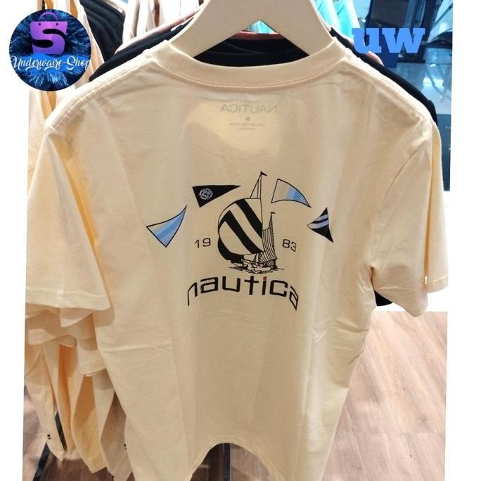 Sale Kaos Pria Nautica. Bahan Katun. Warna Putih. Susu Original 100%