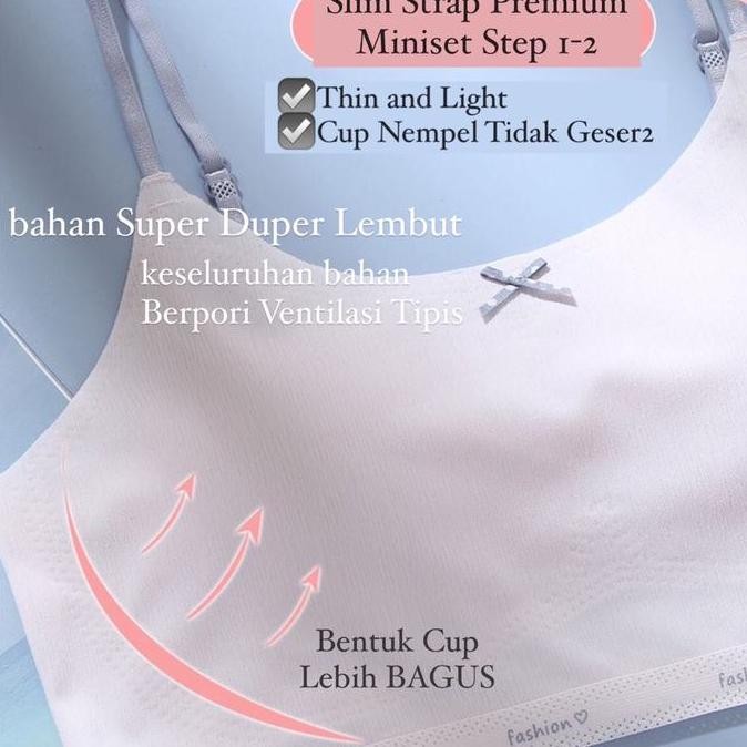 || BEAST / UpMiss - Premium Slim Strap Miniset Step 1-2 (Cup Nempel Tidak Geser) Seamless | 8-15 tah