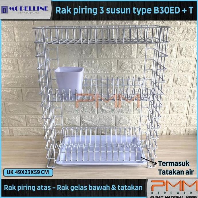 TERMURAH - RAK PIRING TARIK 3 SUSUN + TATAKAN MODELIN KITCHEN SET BAWAH