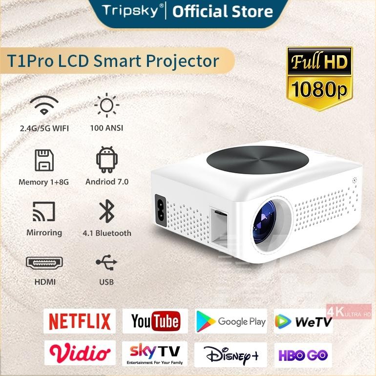 Tripsky T1pro Proyektor mini Portable Lcd Proyektor Android mini Home Theater Android Proyektor