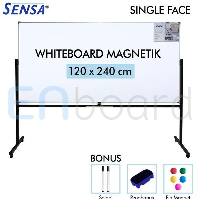 

BEBAS ONGKIR - Papan Tulis Whiteboard Standing Magnet Single Face Sensa 120 x 240 cm