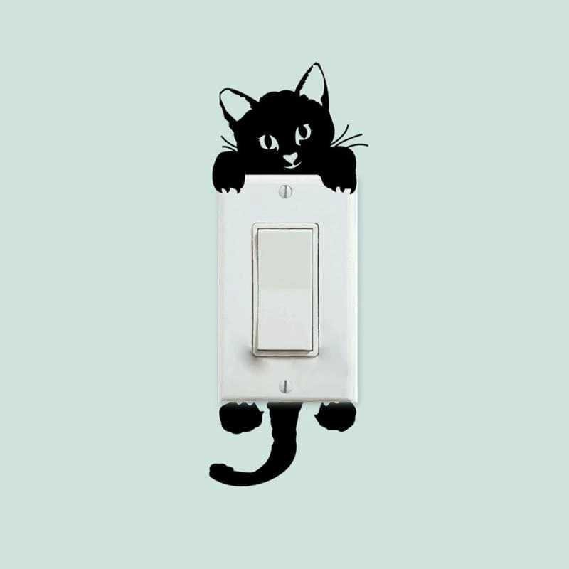 Stiker Saklar Lampu Sticker Lucu Kucing Tidur Sleeping Cat Perlengkapan Dekorasi Barang Unik