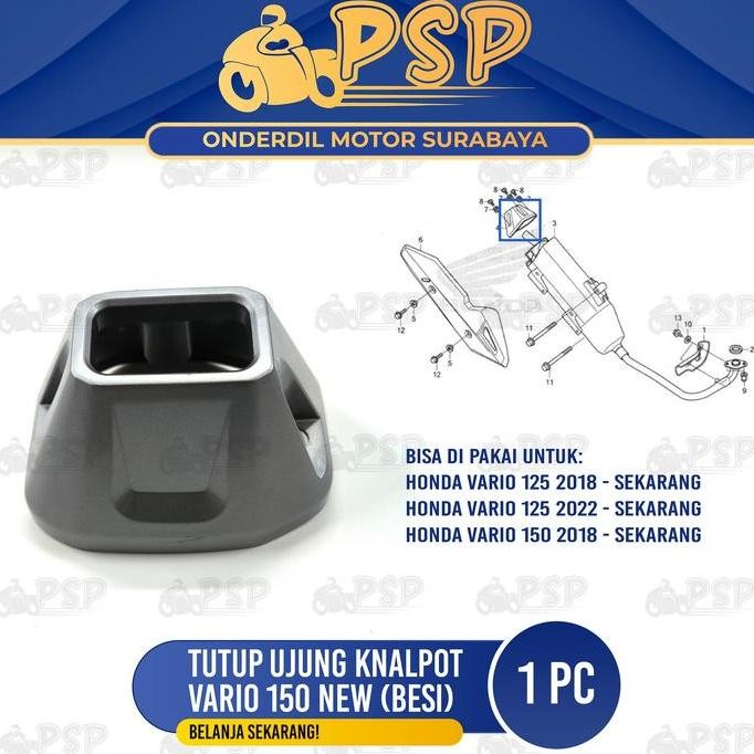 Promo Tutup Ujung Knalpot Vario 150 New (Besi) - Cover Tameng Penutup Pelindung Ujung Kenalpot Vario