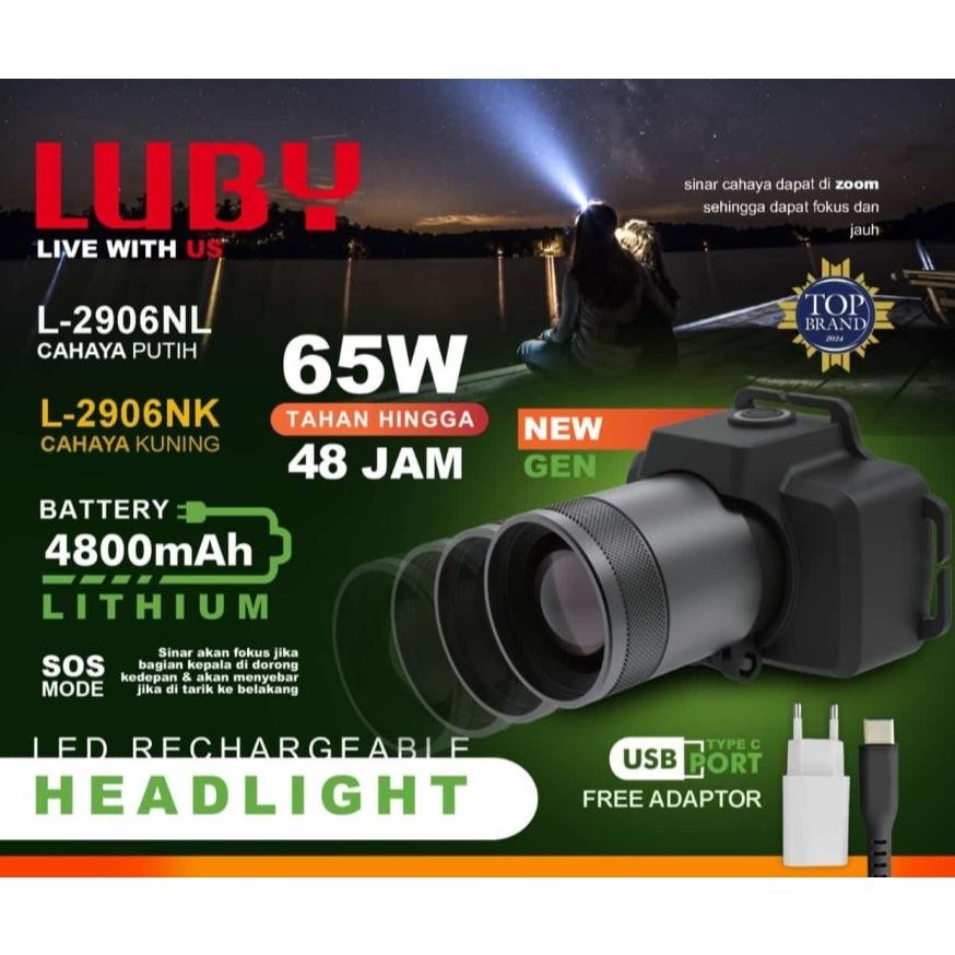Senter Kepala ZOOM LUBY 65 Watt / HEADLAMP ZOOM LUBY L2906/2906/2906NL