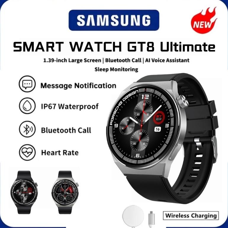 100% Asli Garansi 12 bulanSamsung Smartwatch GT8 NFC smartwatch Pria Model Porsche sama Full Touch S