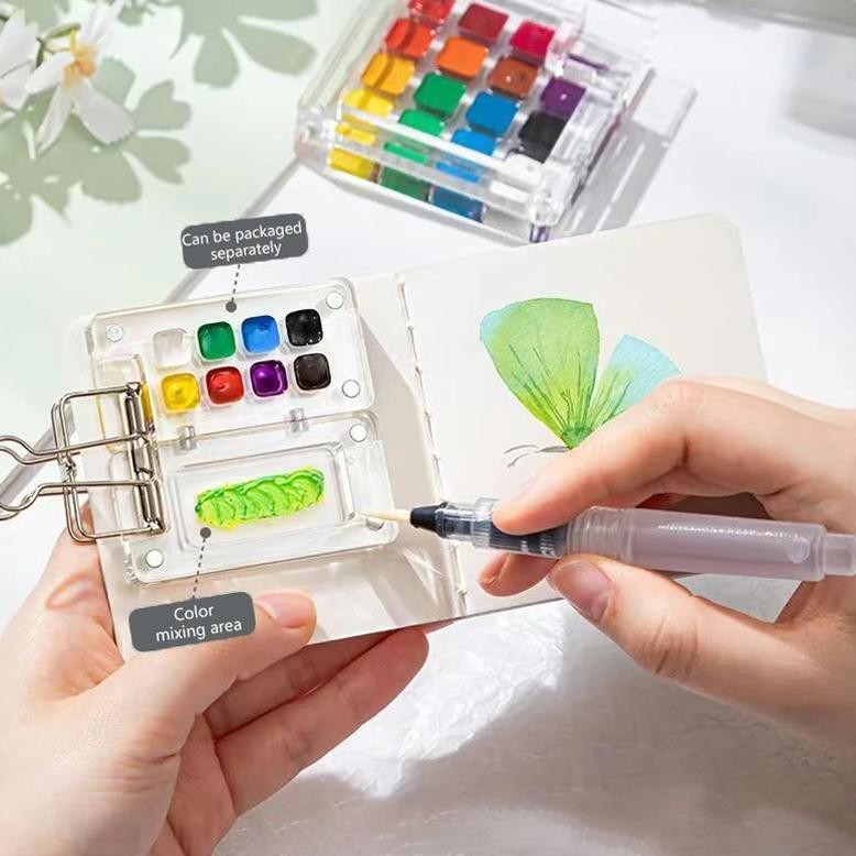 

8/15 Grids Acrylic Mini Watercolor Palette Portable Paint Box Travel Painting Watercolor Paint Tray Art Supplies