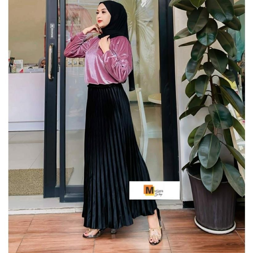 YZ ROK PLISKET BLUDRU VELVET PANJANG/ROK PLISKET BLUDRU PREMIUM/ROK PLISKET BLUDRU IMPORT/ROK IMPORT