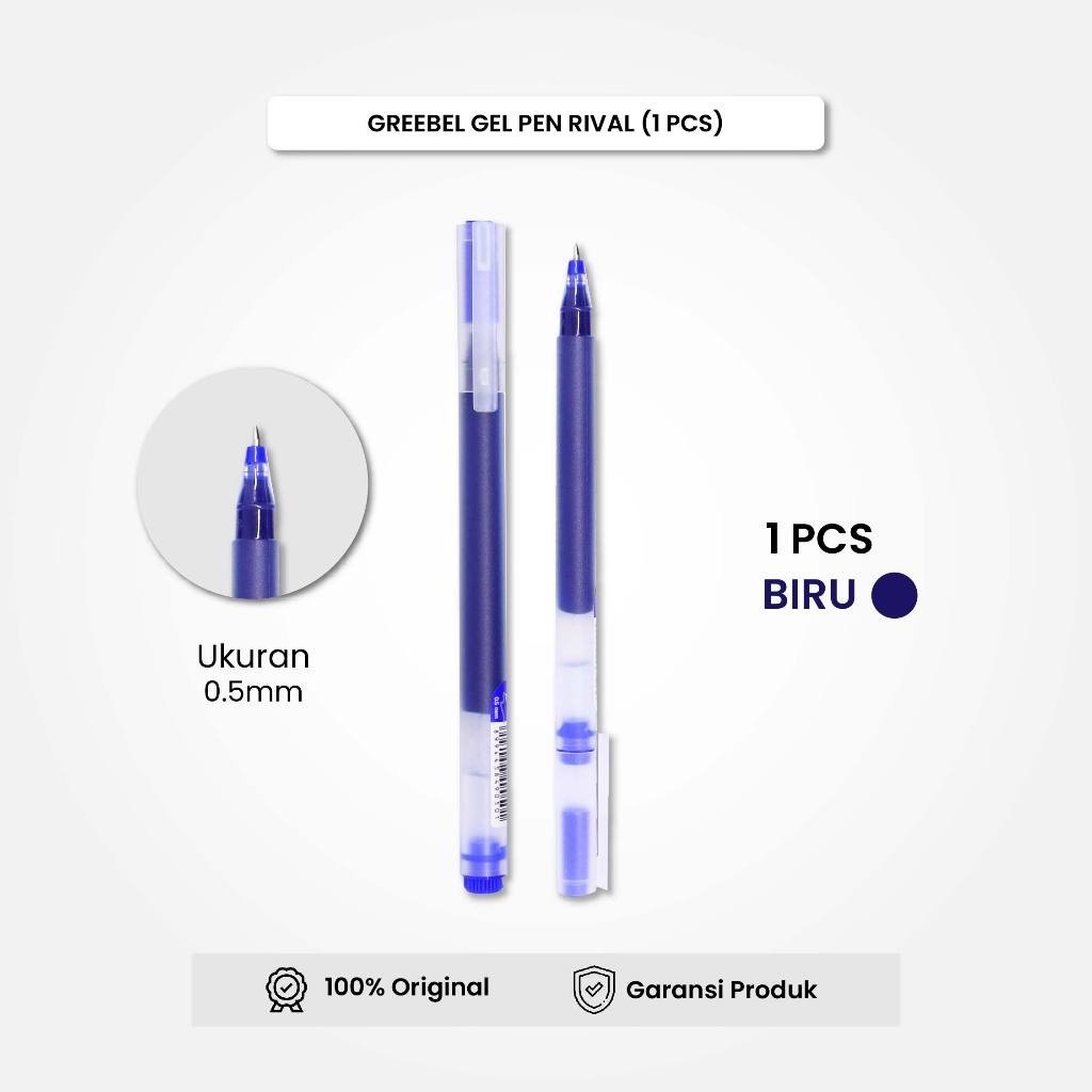 

GREEBEL Gel Pen Pulpen Pena Rival GP-502 0.5 Tinta Biru (1PCS) / Pulpen Gel Murah Grosir