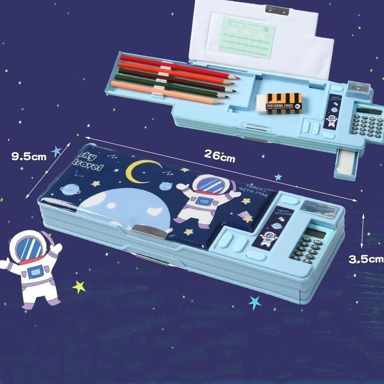 

Ryu-56 Kotak Pensil Pop Out Kalkulator Pencil Case Tempat Pensil Unicorn Astronot Kotak Penyimpanan Alat Tulis Multifungsi Mekanis