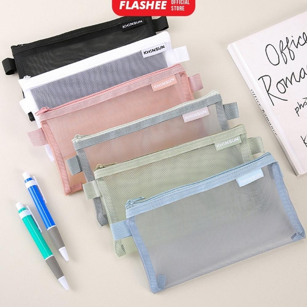 

Jg-8 Flashee Tempat Pensil Jaring Resleting Transparan Kapasitas Besar Pouch Make Up