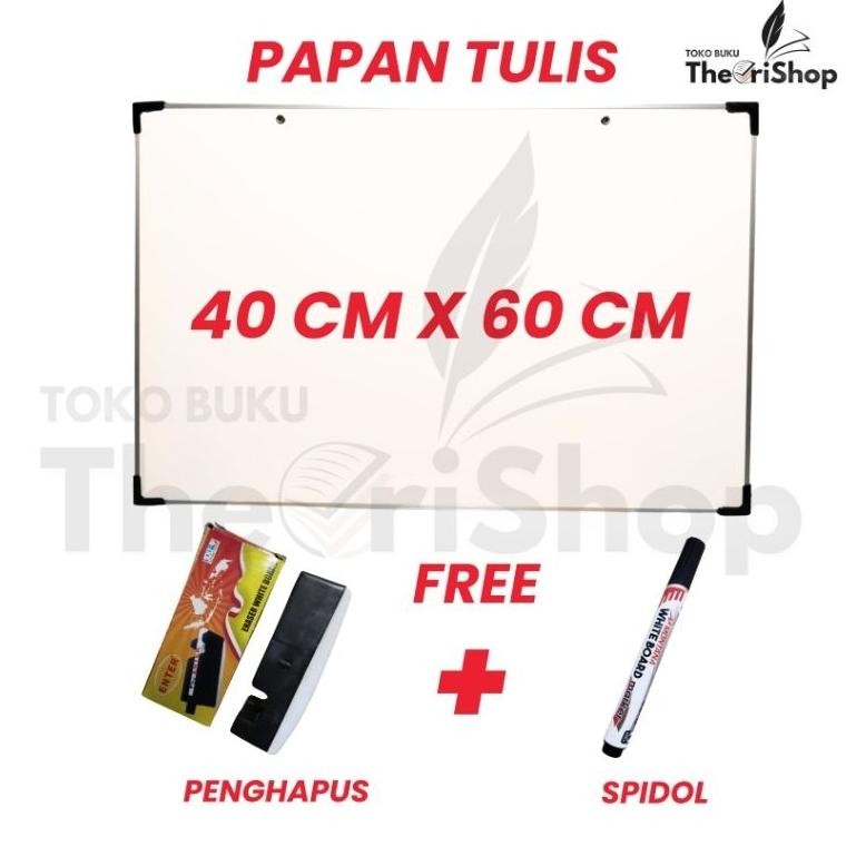 

Papan White Board/Papan Tulis Belajar 40 X 60 FREE Spidol Dan Penghapus/Belakang Bisa Menulis Kapur