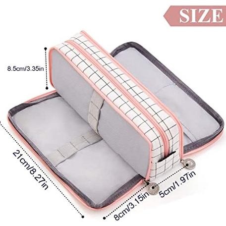 

Nl-8 [Cod] Angoo Kawaii Large Capacity Pencil Case 3 Compartment Pouch Pen Bag Double Side Opening Student Stationery Organizer School Supplies Nl-8