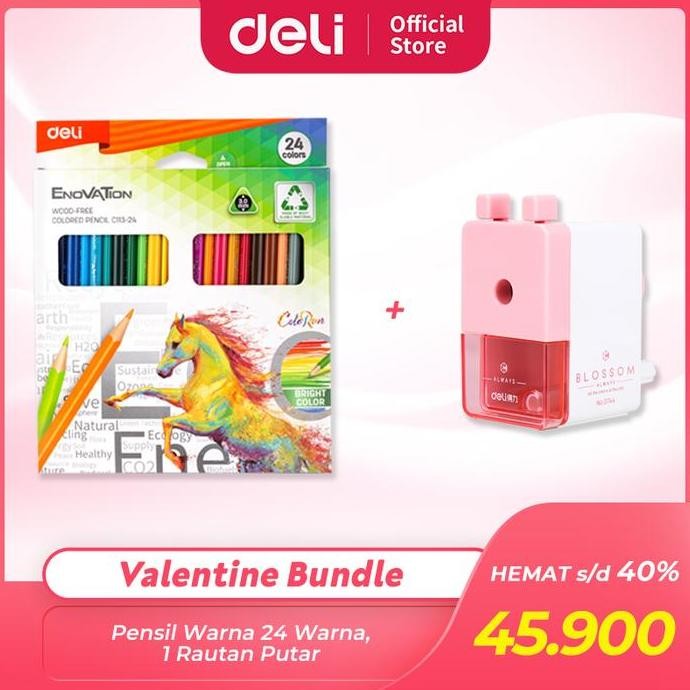 

Termurah Deli Bundle Edisi Valentine / Pensil Warna 12C, Rautan Putar VAL2022-3