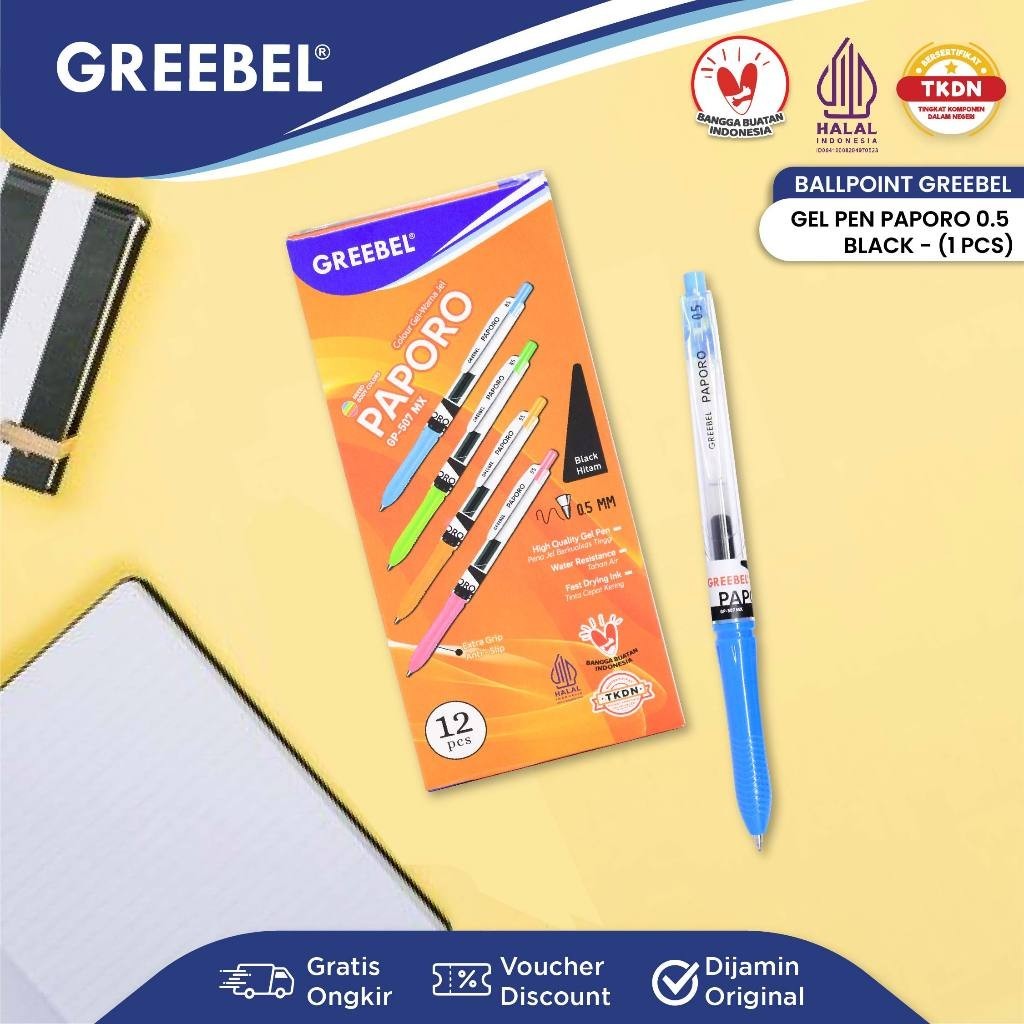 

GEL PEN GREEBEL PULPEN GEL PEN 0.5MM GEL / PEN PAPORO (GP-507MX)