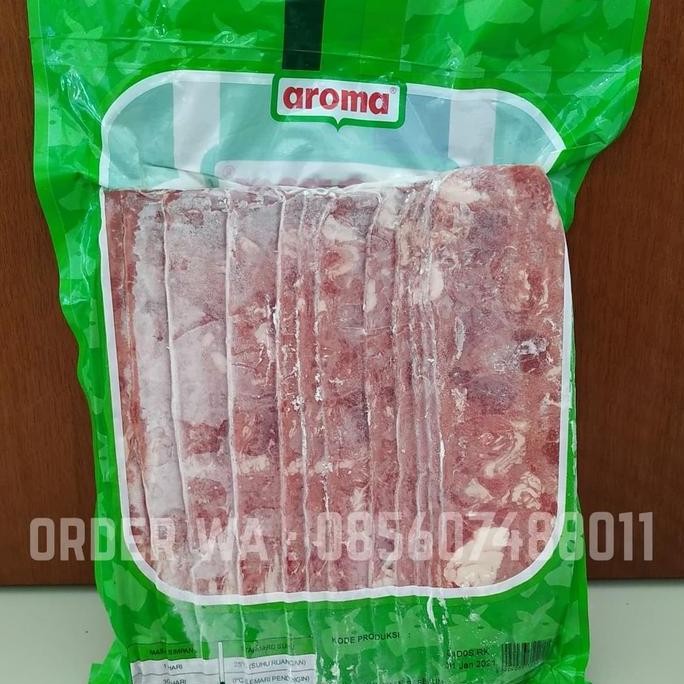 

HIW AROMA Smoked Beef Bacon Brisket 1000gr / 1kg Daging Sapi Slice Halal