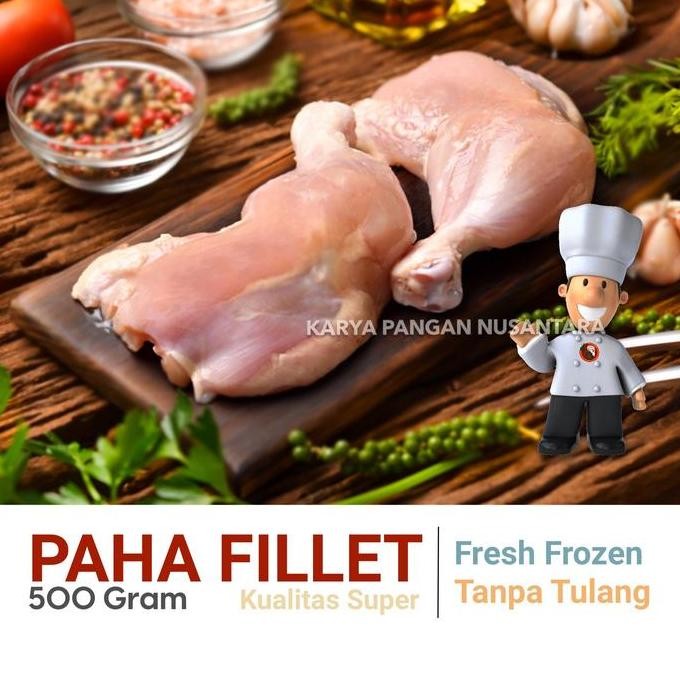 

HIW PAHA AYAM FILLET FRESH FROZEN DAGING PAHA AYAM TANPA TULANG 500 GR