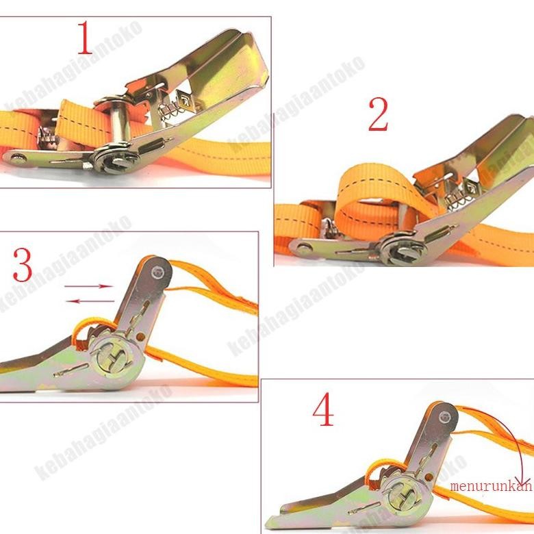 Ready 5Cmx 6/8 Meter/ 4Cm X 4/6/8/10 Meter Tali Pengikat Barang Motor/Ratchet Tie Down 10Ton Tali Pe