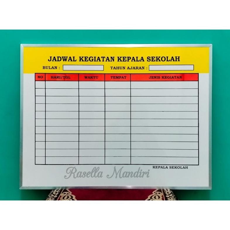 

READYYY JADWAL KEGIATAN KEPALA SEKOLAH 60X80 - PAPAN DATA SEKOLAH PAUD TK SD SMP SMA - PAPAN AKREDITASI