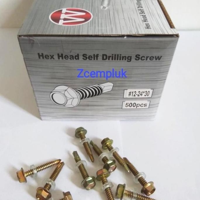 Sekrup Hex Head Self Drilling 12 x 30 500 Pcs Skrup Drilling