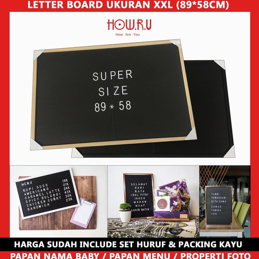 

SPIROS HOW.R.U | XXL - LETTER BOARD SUDAH INCLUDE HURUF / PAPAN MEETING KANTOR / PAPAN MENU / PROPERTI FOTO / KONTEN MEDSOS / DEKORASI RUMAH VIRAL 89X58 CM
