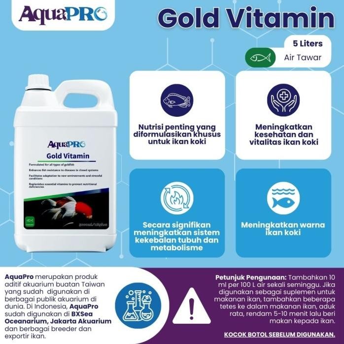 Terlaris Aquapro Gold Vitamin  5Liter/169Floz Vitamin Ikan Koki