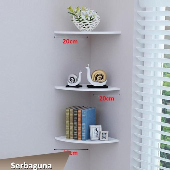 CozyCraft - Rak Sudut Dinding Kamar 3 Susun Penyimpanan Botol Sabun Toples Bumbu Pot Bunga Bingkai F