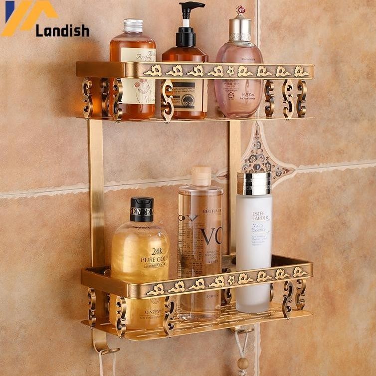Obral super besarRak Shampoo Kamar Mandi Tower Bar Rack Persegi Rak Kosmetik Gantung Dinding Rak Rak