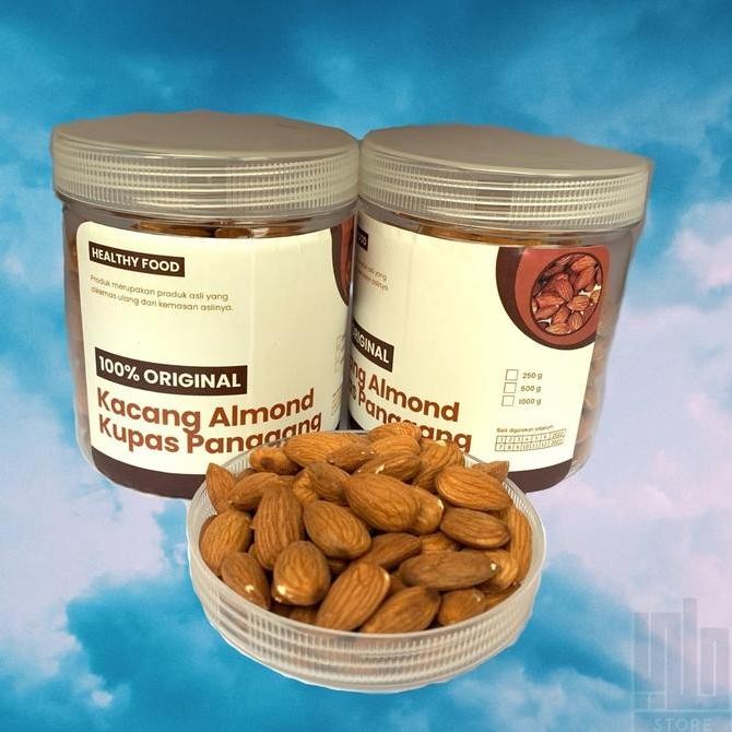 

HIW KACANG ALMOND KUPAS PANGGANG 500gr Almon Roasted 500 gram Premium California USA Matang Mateng Natural Original Asli Siap Makan Whole Badam Nuts Nut