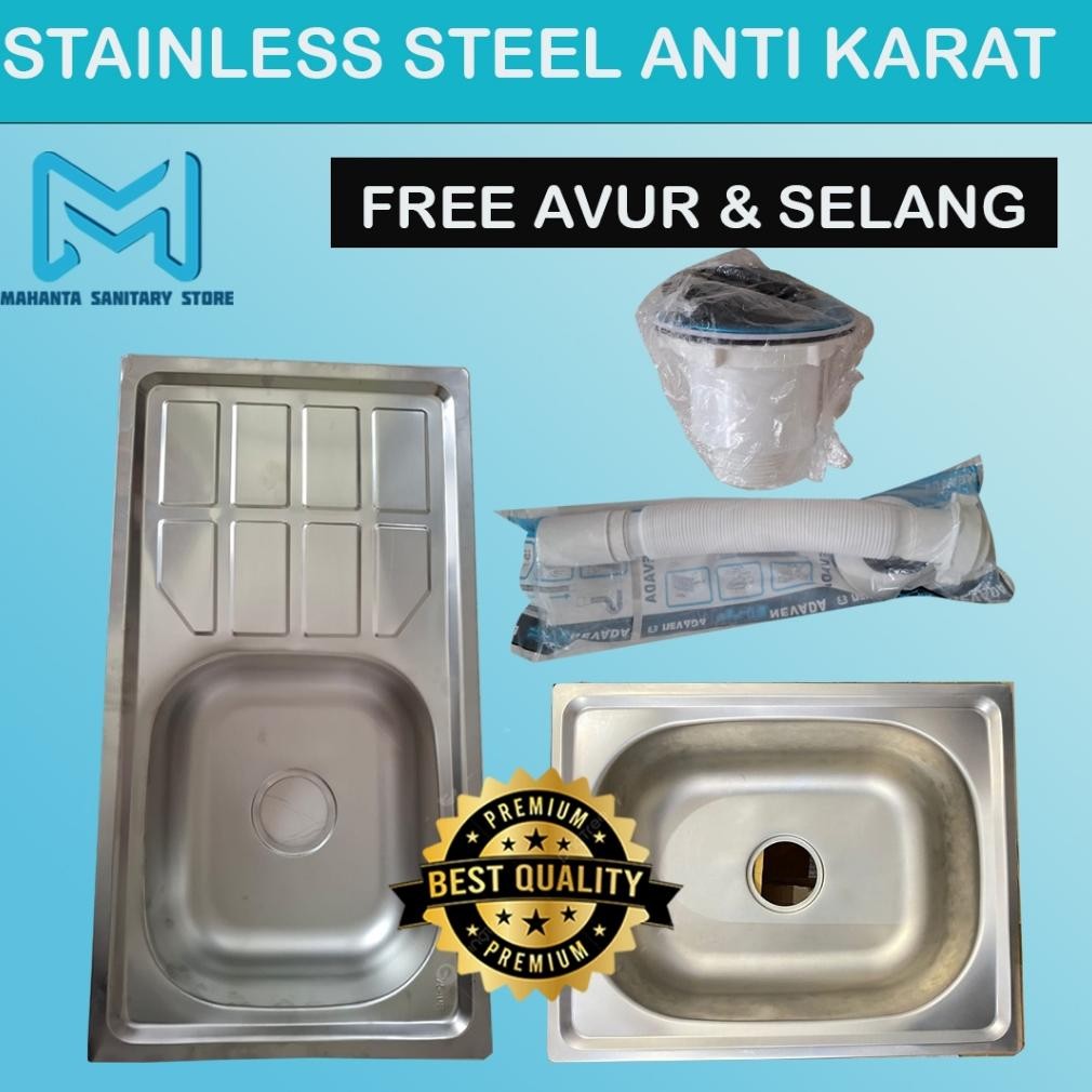 NEW Bak Cuci Piring Wastafel Tempat Cuci Piring Sink Stainless Steel Dapur Tebal Satu Lubang Anti Ka