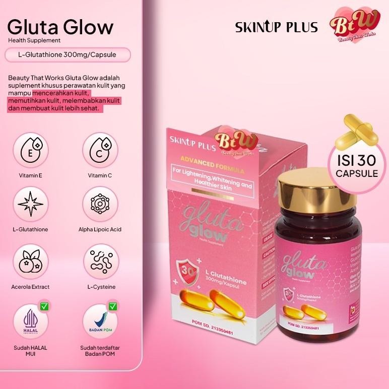 Ready Gluta Glow Skin Up Plus L Glutathione Plus Vitamin C Suplemen Pemutih Badan Setara Infus White