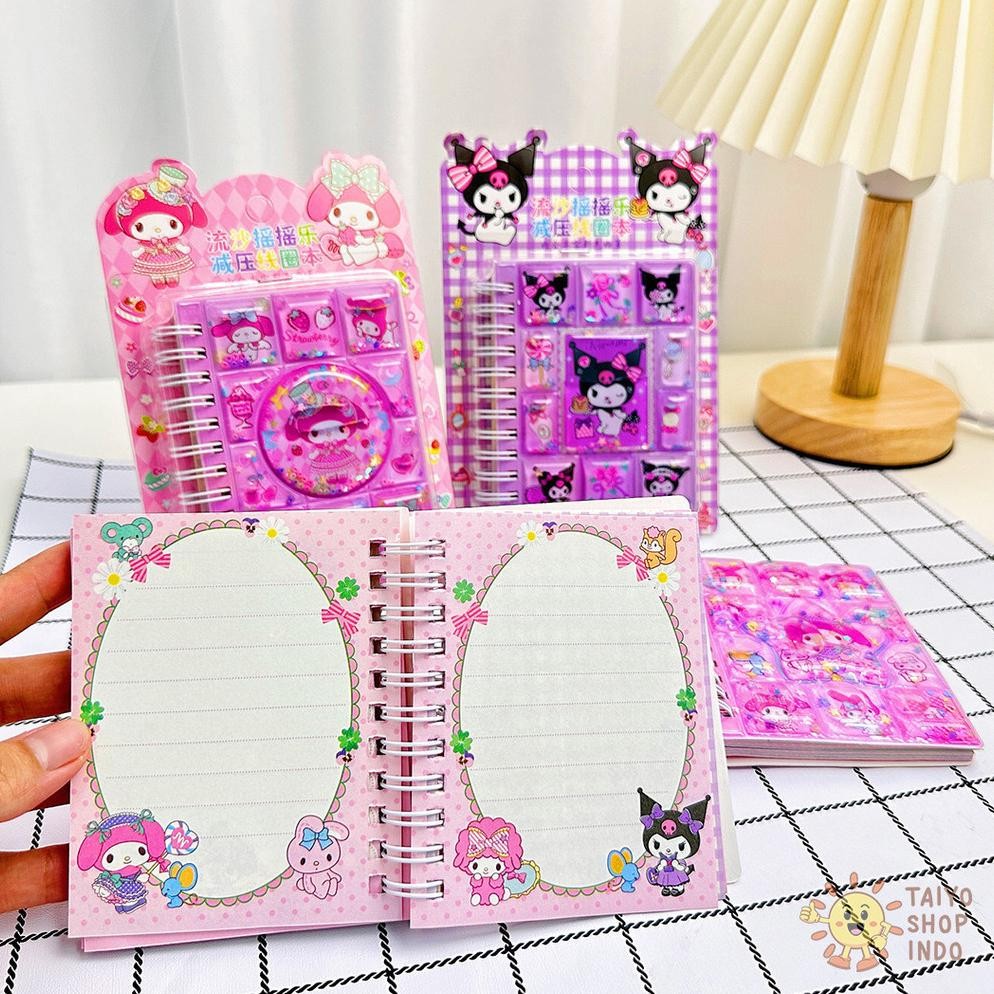 

[original] note book ring 3d sticker karakter kuromi melody quicksand shake stiker buku catatan book anak [terlaris] [terbaik]