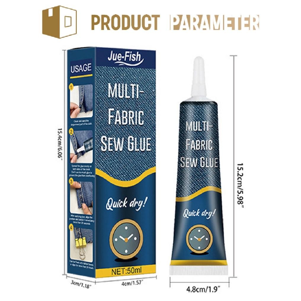 

Premium 50ML Lem Kain Tanpa Jahit Fabric Glue Sew Glue Lem Kain Permanen Super Kuat Lem Kain Jeans High Quality