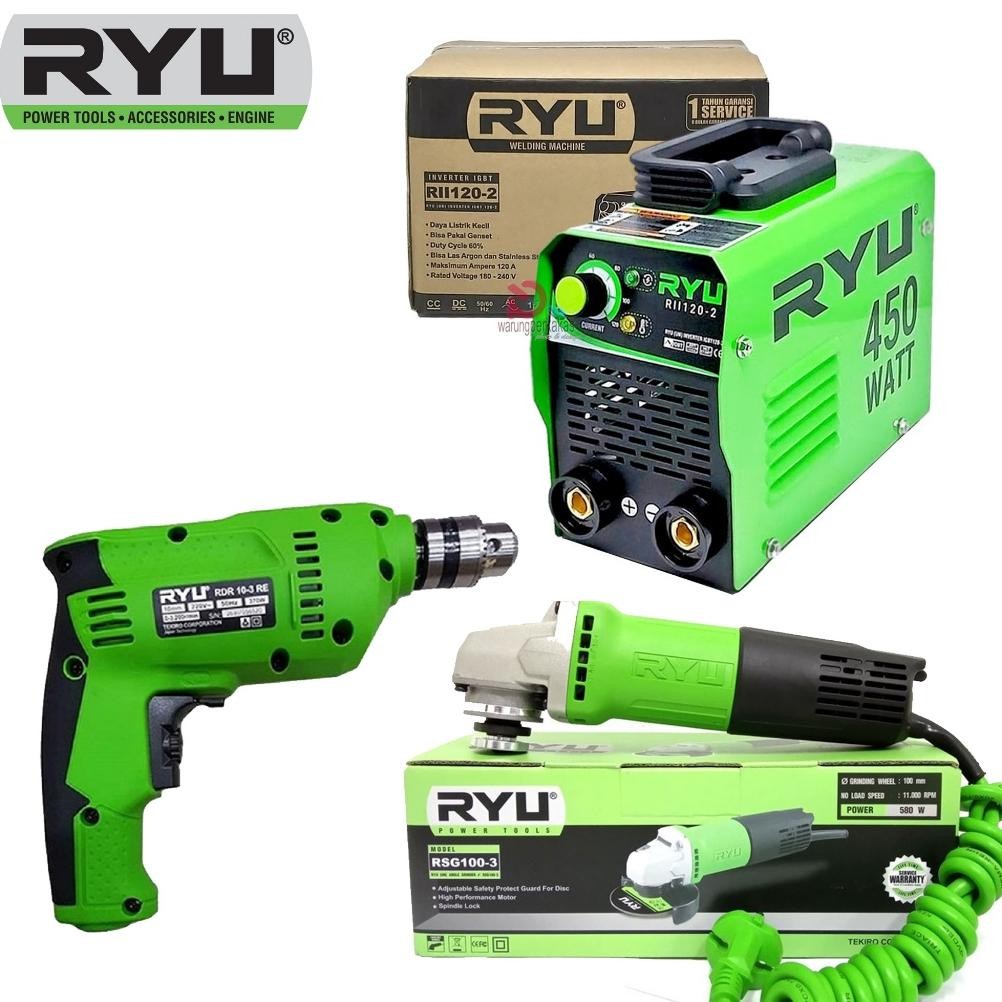 Paket Mesin Las 3 Item Mesin Las Ryu Mesin Bor 10mm Ryu Mesin Gerinda Ryu Garansi Resmi