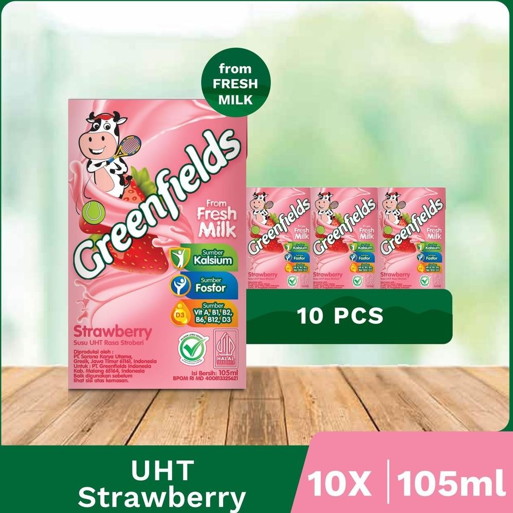 

[Bundling Hemat] }Susu Greenfields UHT Strawberry 105mL x 10psc nUg