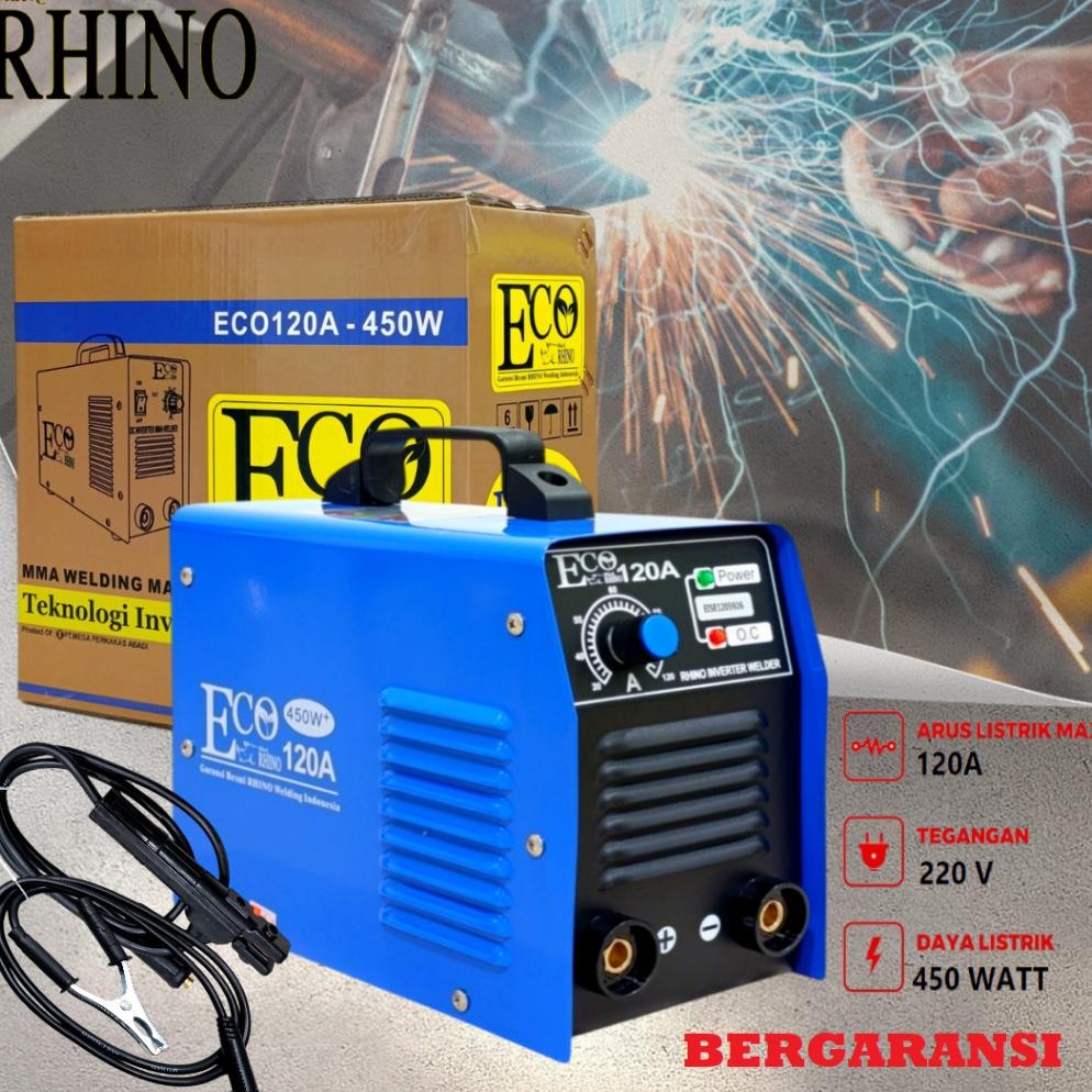 Mesin Las RHINO 450 WATT BIRU Mesin Las Listrik Trafo Las Listrik Travo Las Welding Inverter ECO120A